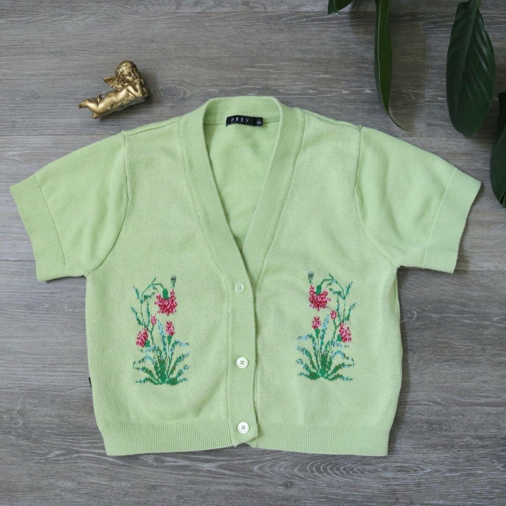 Obey Poppy cropped cardigan